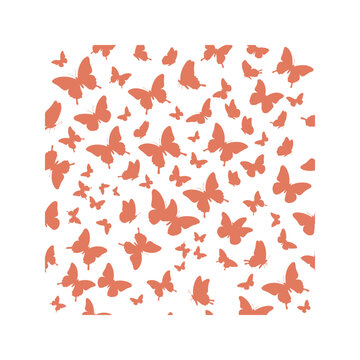 Abstract terracotta butterfly pattern, a vibrant and delicate insect swarm, decorative nature-inspired vector illustration for spring and summer designs, seamless background texture
