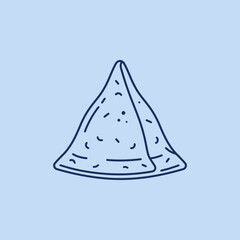 Fototapeta premium A simple line drawing of a triangular fried pastry snack item