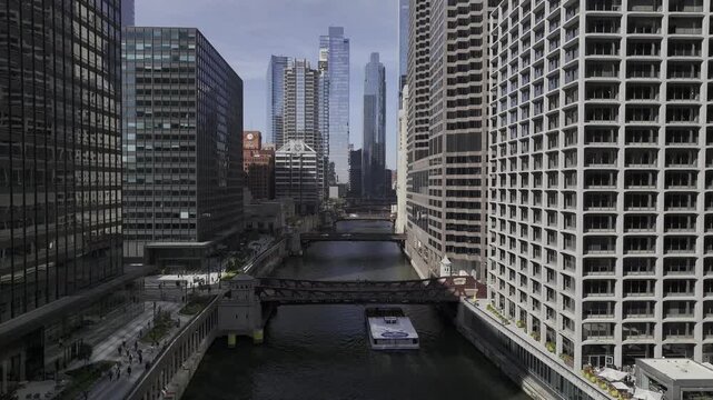 Aerial view of downtown skyline of Chicago loop area