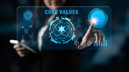 A concept of corporate core values and business ethics. These principles guide the company culture,...