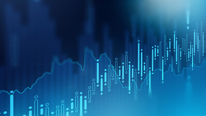Naklejka premium Chart shows stock exchange trading data over time with clear upward movement in values