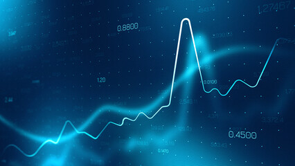 Fototapeta na wymiar Stock exchange trading chart shows market trends and price movements over time