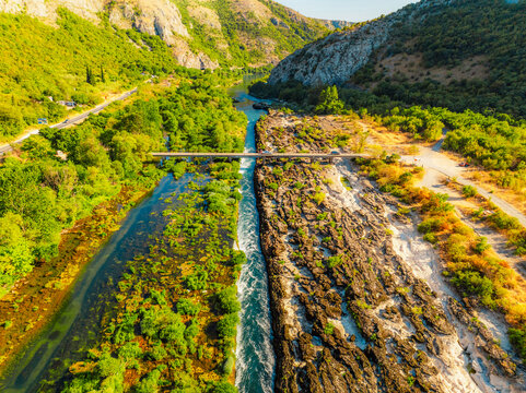 Flowing Bunski Kanal Most in Bacevici near Mostar in Bosnia and Herzegovina