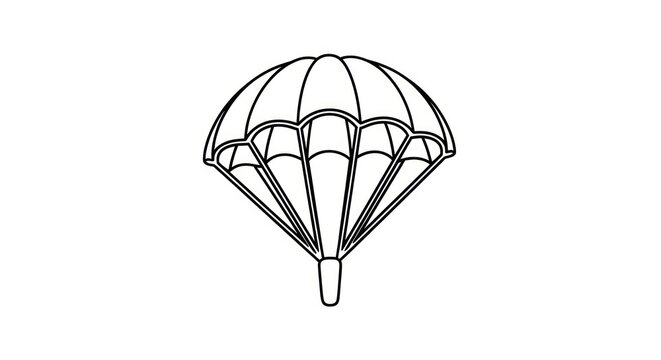 Simple parachute line drawing icon on white background