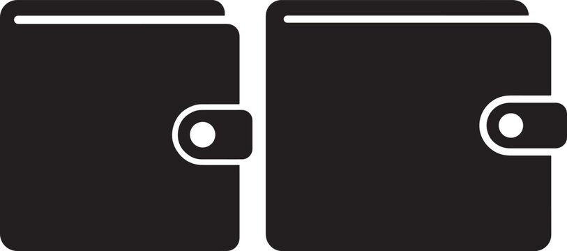 Wallet silhouette black vector icon set on white background with silhouette billfold currency business accessory graphics