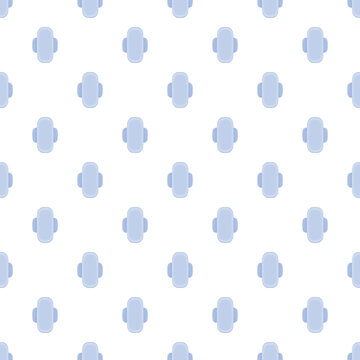 Blue sanitary pads creating a repeating seamless pattern for feminine hygiene and menstruation