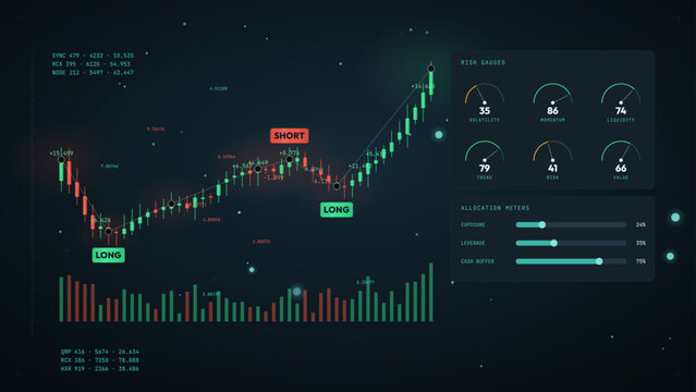 Cyan forex candle gauges financial background with candlestick trading chart and market data modern stock exchange investment vector illustration business finance graph template for presentation