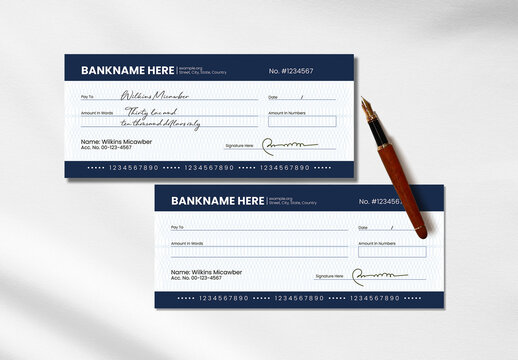 Bank Cheque Template with Security Pattern Design
