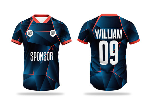 Blue Geometric Sports Jersey Template