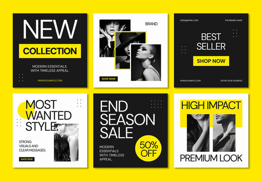 Minimal Fashion Sale Social Media Post Bundle Template
