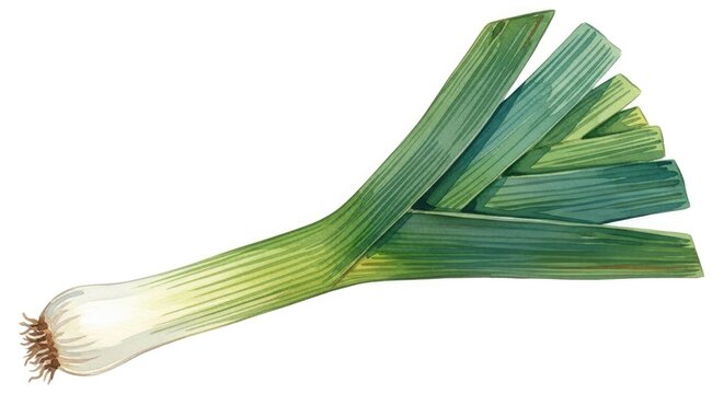 Fresh leek vegetable isolated on white background for culinary and design uses