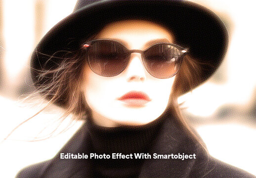 Dreamy Halftone Portrait Photo Effect Template