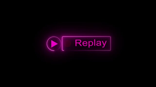 Replay Signs Background animation Neon Action replay animation on black background