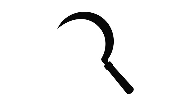 Black sickle silhouette against a white background silhouette