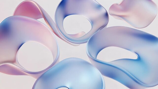 Pastel fluid shapes in smooth style on light background, concept of motion and creativity