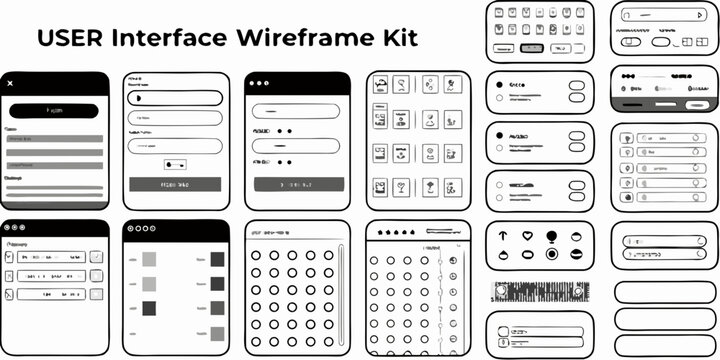 User Interface Wireframe Kit Flat Vector Icons On White Background