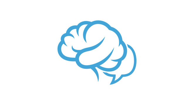 Brain Illustration in Blue Color.