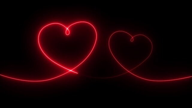 Abstract glowing neon heart icon Valentines day symbol Concept of unrequited love and herd bit neon sign animation