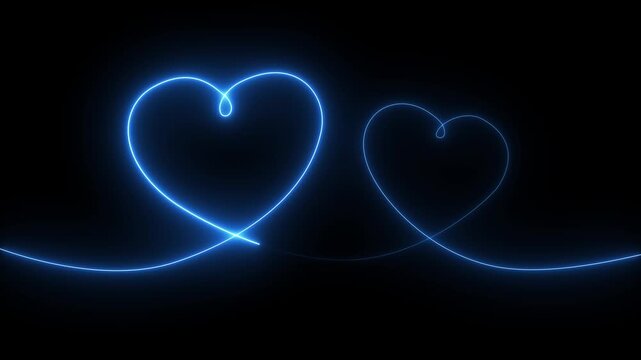 Abstract glowing neon heart icon Valentines day symbol Concept of unrequited love and herd bit neon sign animation