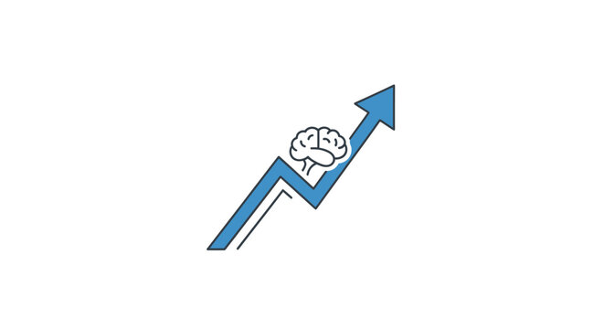 Brain with arrow up symbol growth.