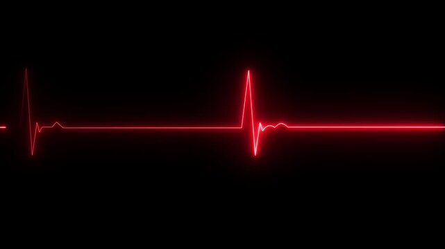 Abstract heartbeat and pulse neon icon rate on lowing. Heart bit signal black background.