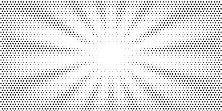 Halftone gradient sun rays pattern. Abstract halftone color dots background. Red pop art, comic small dots. star rays halftone poster. shine, explosion