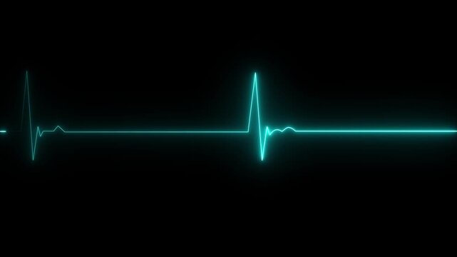Abstract heartbeat and pulse neon icon rate on lowing. Heart bit signal black background.