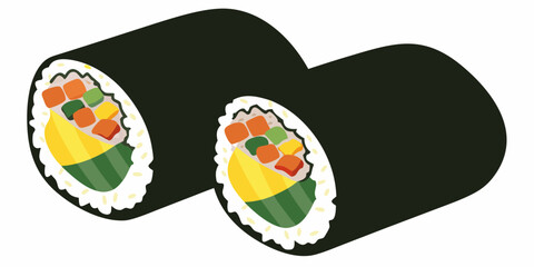 Futomaki Sushi Rolls A Colorful Vector Illustration On White Background © Ganesh