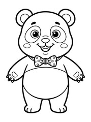 Obraz premium Cute panda bear, cartoon illustration, black and white, vector graphics, coloring book style