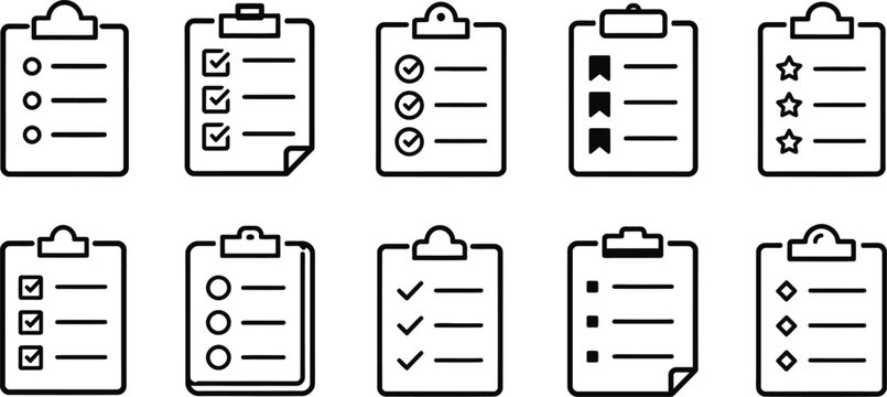 Clipboard and checklist task management icons
