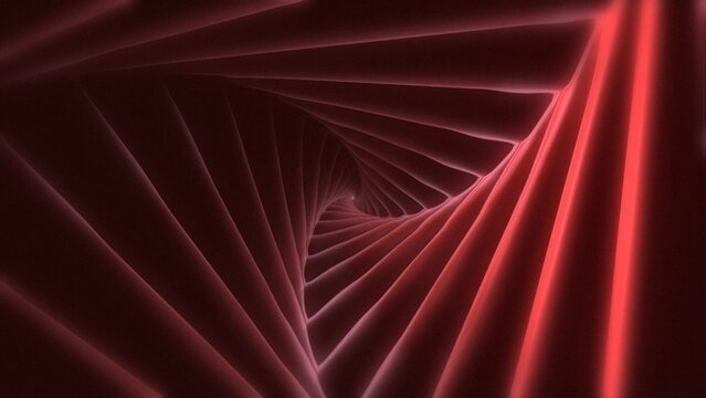 Red Crimson Neon Spiral Triangle Tunnel Loop Background