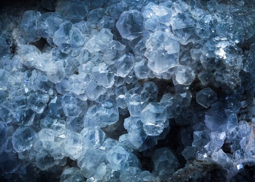 Blue Fluorite mineral crystal Nature abstract background blue translucentTexture Close up