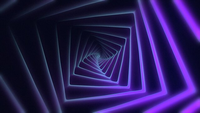 Neon Purple Cyan Recursive Square Tunnel Background