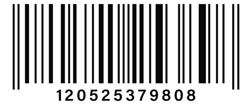 Black Barcode Label with Numeric Code Isolated on White Background