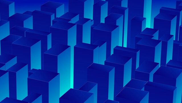 Isometric Blue Cyan 3D Block City Loop Background