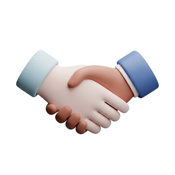 3D Rendered Handshake Illustration for Business Agreement and Partnership.