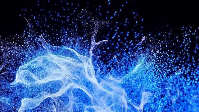 Abstract blue particle wave