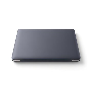 Closed Modern Laptop on White Background with Shadow.