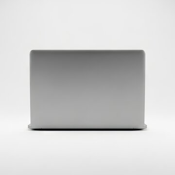 Sleek Silver Laptop Back View on White Background.