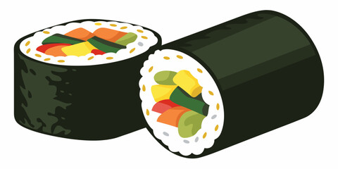 Futomaki Sushi Rolls A Colorful Vector Illustration On White Background © Poly