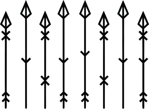 Collection of black spear icons on white background