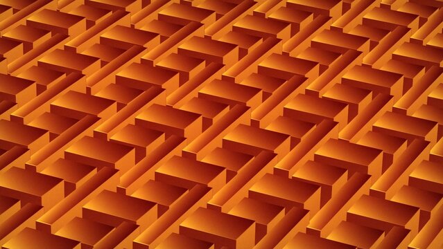 Isometric Amber Orange 3D Grid Loop Background