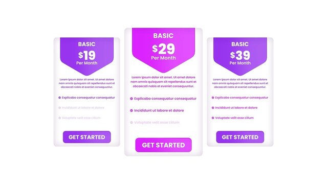 Purple Magenta Gradient Pricing Table Reveal