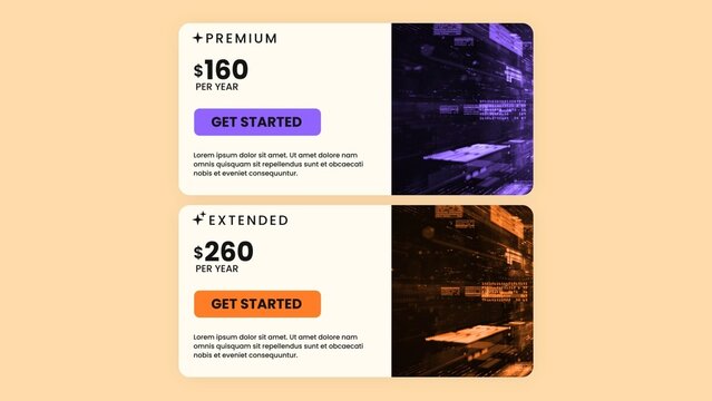 Tech Dark Violet Orange Pricing Card Infographic