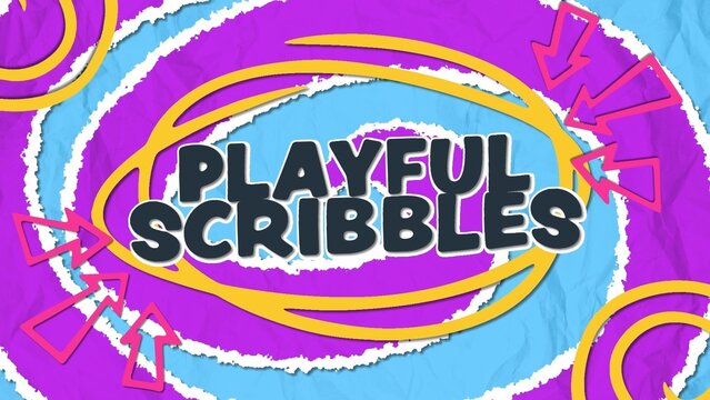 Playful Scribble Swirl Purple Blue Paper Tear Title