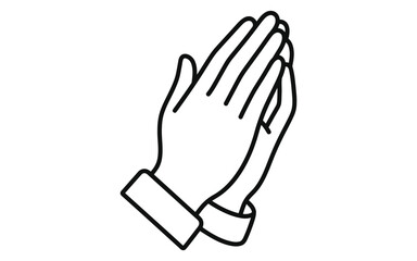 Obraz premium A line drawing of two hands clasped together in prayer or greeting isolated on white background