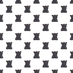 Obraz premium Repeating pattern showing cute baby tapir characters standing on a white background