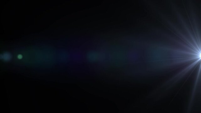 Stylish blue light effect isolated on black background. Flying glowing glitters. Glowing star with sparkles. 4k motion graphics video animation
