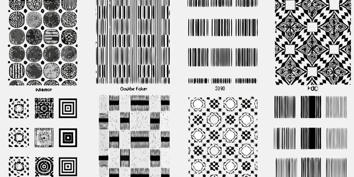 Barcode and qr code patterns black and white vector illustration