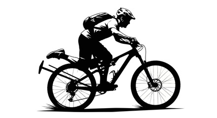 Fototapeta premium Man Riding Mountain Bike Fast.